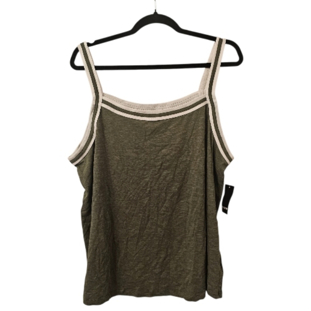 Green and White Torrid Women's Super Soft Slub Scoop Neck Varsity Cami